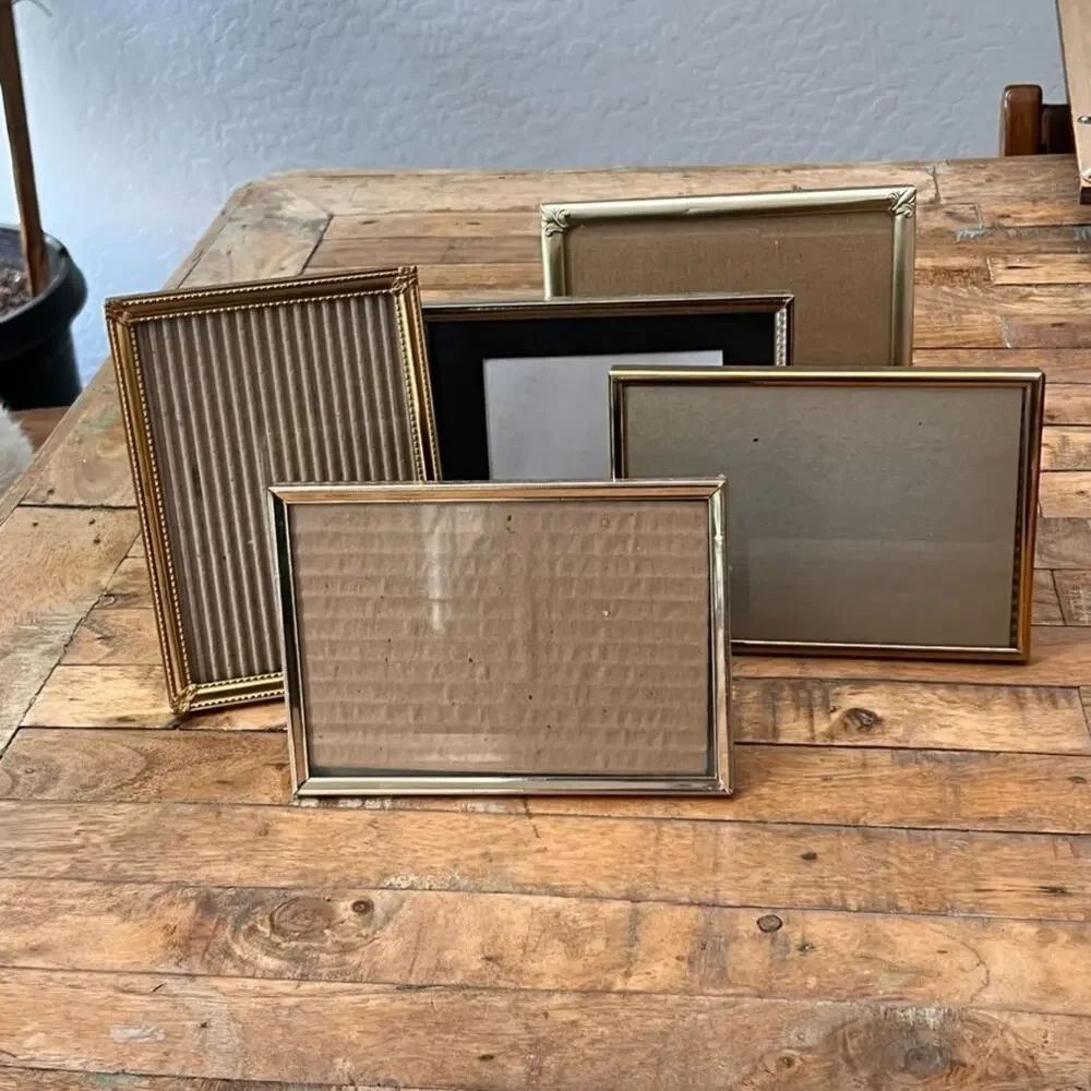 Collection Of Vintage Gold Toned Metal Picture Frames